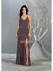 Deep V-neck Trumpet Dress With Train - May Queen MQ1822