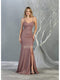 Deep V-neck Trumpet Dress With Train - May Queen MQ1822