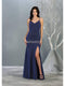 Deep V-neck Trumpet Dress With Train - May Queen MQ1822