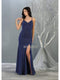 Deep V-neck Trumpet Dress With Train - May Queen MQ1822