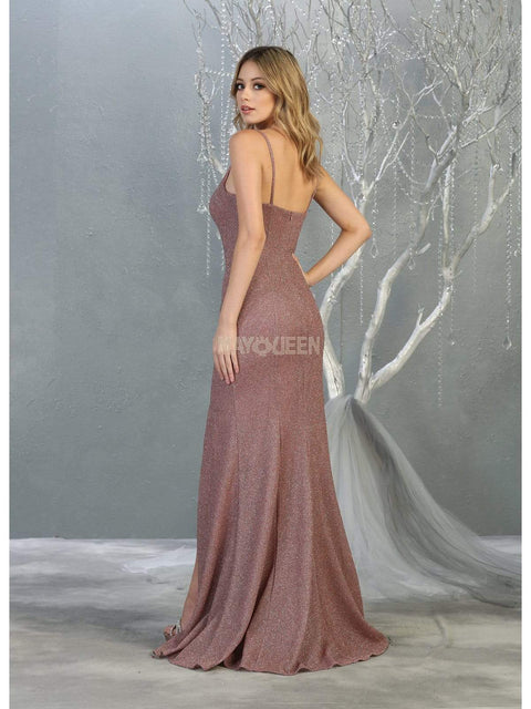 Deep V-neck Trumpet Dress With Train - May Queen MQ1822