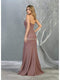 Deep V-neck Trumpet Dress With Train - May Queen MQ1822