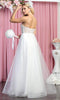 Vestido de novia sin mangas con cuello en V - May Queen MQ1830