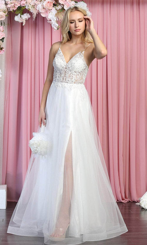 Sleeveless V-neck Wedding Gown - May Queen MQ1830