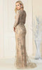 Long Sleeved Floral Appliqued Prom Gown - May Queen MQ1850