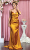 Shiny Satin Shirred Bodice Evening Gown - May Queen MQ1856