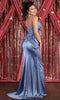 Shiny Satin Shirred Bodice Evening Gown - May Queen MQ1856