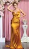 Shiny Satin Shirred Bodice Evening Gown - May Queen MQ1856