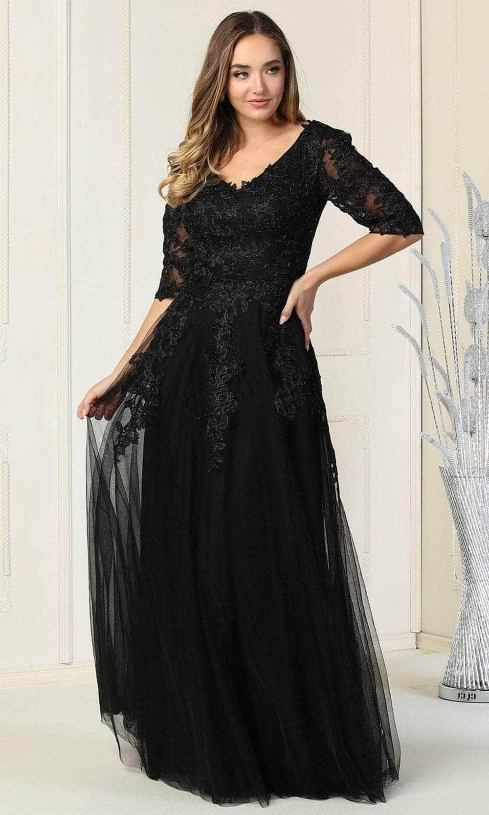 Elbow Sleeve Lace Formal Gown May Queen MQ1859