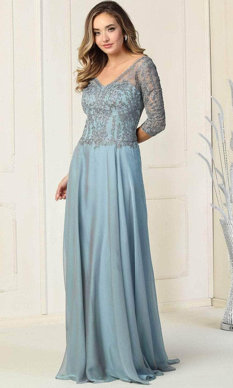 Quarter Sleeve A-Line Long Dress - May Queen MQ1860