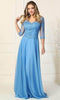 Quarter Sleeve A-Line Long Dress - May Queen MQ1860