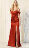 V-Neck Pleated Formal Dress - May Queen MQ1861