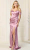 Vestido formal plisado con cuello en V - May Queen MQ1861