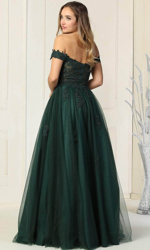 Floral Embellishments Off Shoulder Ballgown - May Queen MQ1866