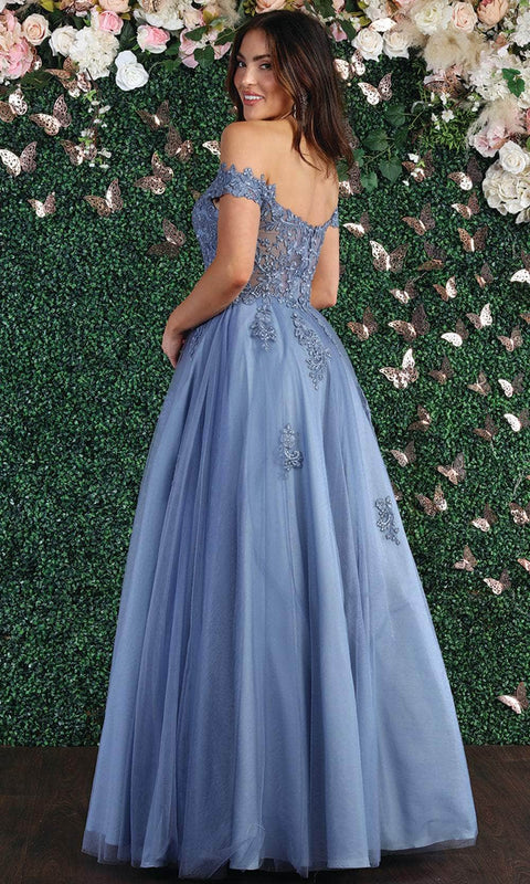 Floral Embellishments Off Shoulder Ballgown - May Queen MQ1866