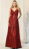 Glitter V-Neck Formal Gown - May Queen MQ1875