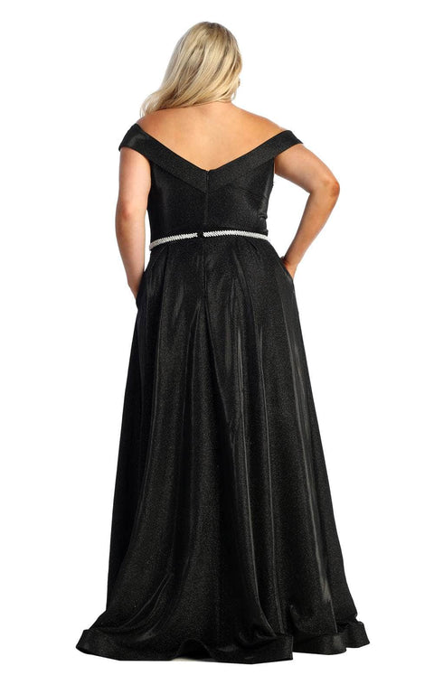 Glitter Off Shoulder Prom Dress - May Queen MQ1876