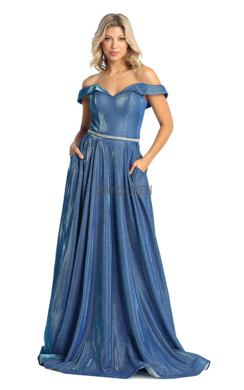 Glitter Off Shoulder Prom Dress - May Queen MQ1876