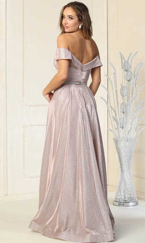 Glitter Off Shoulder Prom Dress - May Queen MQ1876