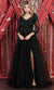 Vestido formal evasé con cuello en V bordado - May Queen MQ1880