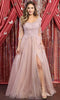 Embroidered V-Neck A-Line Formal Gown - May Queen MQ1880