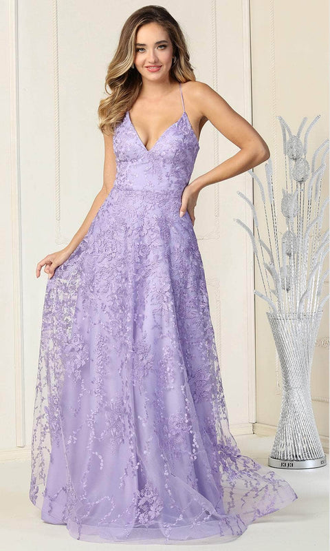 V Neck Lace-Up Back Bridal Gown - May Queen MQ1885