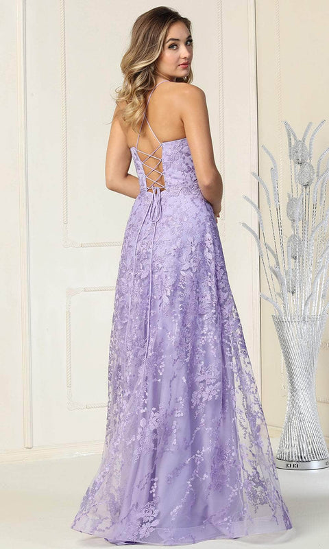 V Neck Lace-Up Back Bridal Gown - May Queen MQ1885