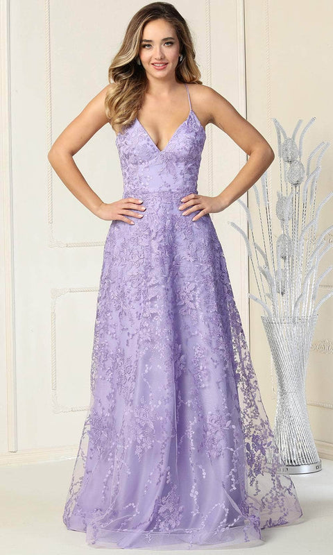 V Neck Lace-Up Back Bridal Gown - May Queen MQ1885
