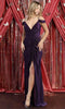 Glittered Cold Shoulder Evening Gown - May Queen MQ1893