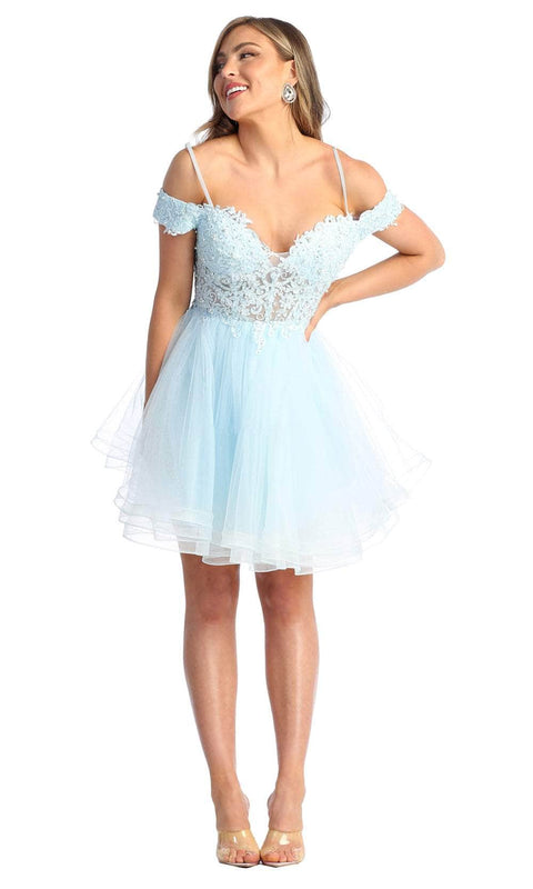 Off Shoulder A-Line Cocktail Dress - May Queen MQ1897