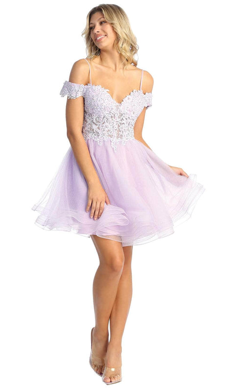 Off Shoulder A-Line Cocktail Dress - May Queen MQ1897