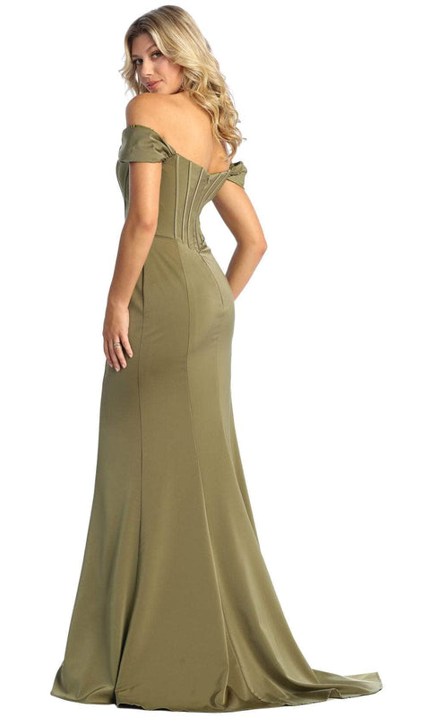Off Shoulder Seamed Prom Gown - May Queen MQ1909
