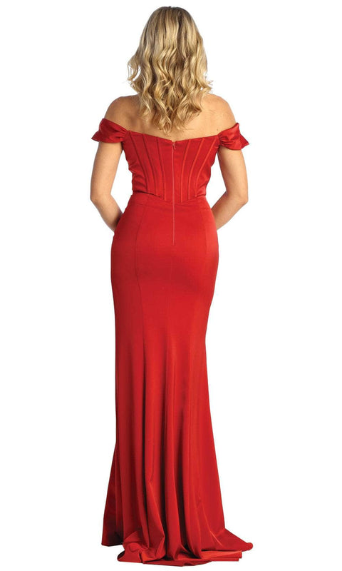 Off Shoulder Seamed Prom Gown - May Queen MQ1909