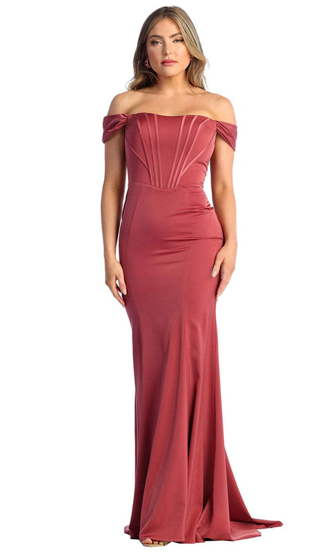 Off Shoulder Seamed Prom Gown - May Queen MQ1909