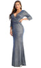 Pleated Glitter Evening Dress - May Queen MQ1919