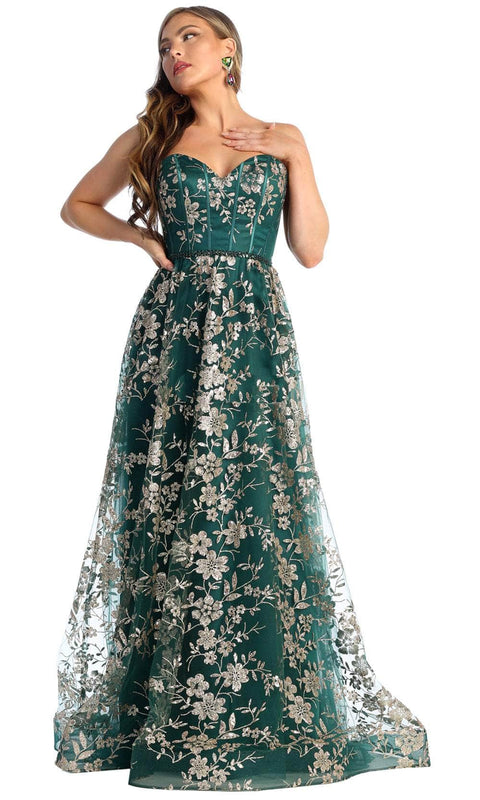 Sweetheart Floral A-Line Prom Gown - May Queen MQ1920