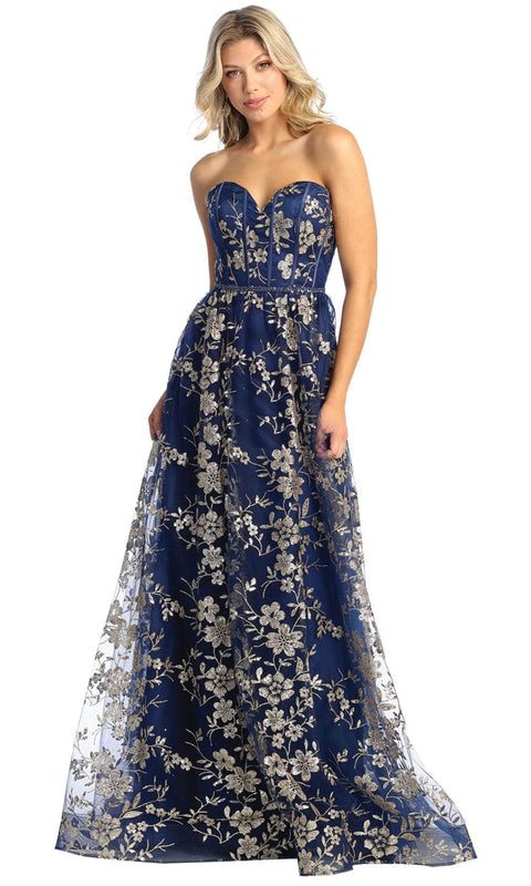 Sweetheart Floral A-Line Prom Gown - May Queen MQ1920