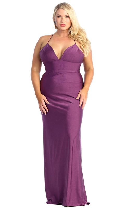 Deep V-Neck Sheath Evening Gown - May Queen MQ1925