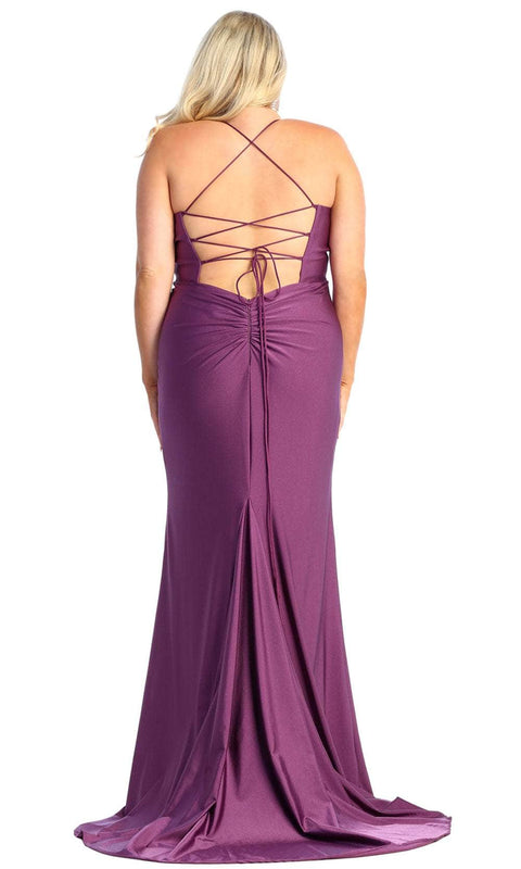 Deep V-Neck Sheath Evening Gown - May Queen MQ1925
