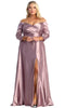 Off-Shoulder Satin Evening Dress - May Queen MQ1930