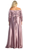 Off-Shoulder Satin Evening Dress - May Queen MQ1930