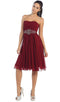 Pleated Sweetheart Bejeweled Waist Cocktail Dress - May Queen MQ711B