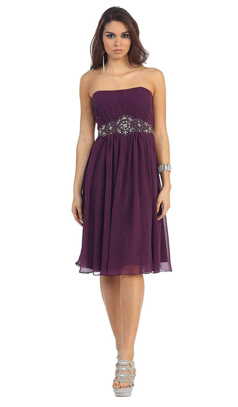 Pleated Sweetheart Bejeweled Waist Cocktail Dress - May Queen MQ711B