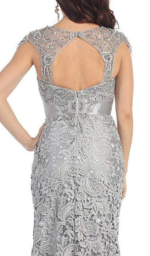 Rhinestone Lace Floral Evening Gown - May Queen RQ7182