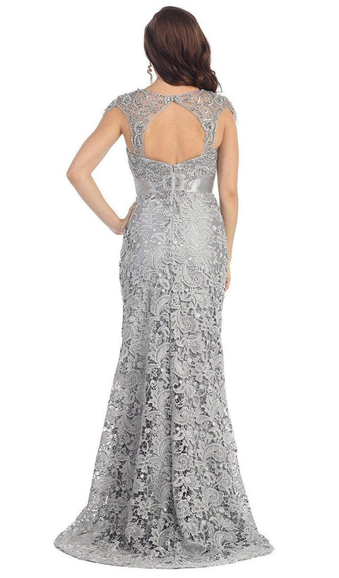 Rhinestone Lace Floral Evening Gown - May Queen RQ7182