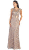 Rhinestone Lace Floral Evening Gown - May Queen RQ7182