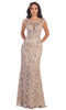 Jewel Neck Cap Sleeves Evening Gown - May Queen RQ7295