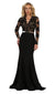 Lace Deep Scalloped V-neck Trumpet Dress - May Queen RQ7624