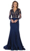 Lace Deep Scalloped V-neck Trumpet Dress - May Queen RQ7624