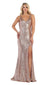 Cowl Draped Strappy Sequined Gown - May Queen RQ7676